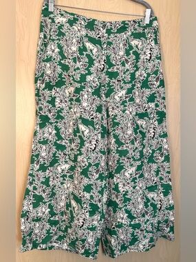 C&C California Leopard / Jungle Foliage Print Linen Trousers w/pockets!